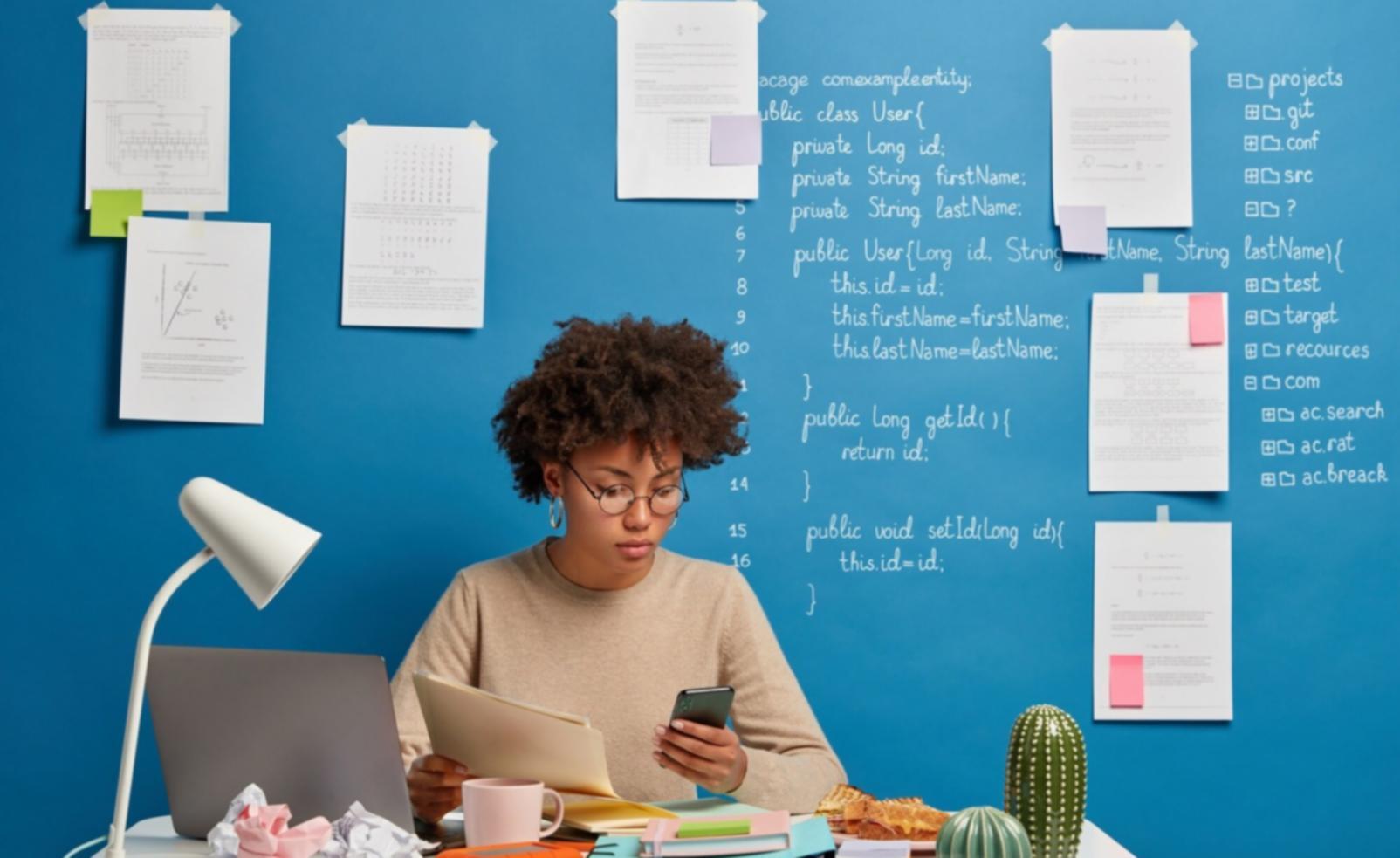 Students engaged in mobile learning